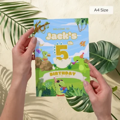 Birthday Welcome Sign 5Yo Cute Dinosaur Theme v1.0