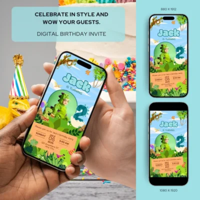 Digital Birthday Invite 2Yo Cute Dinosaur Theme v1.1