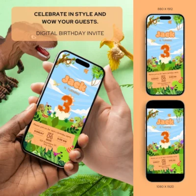 Digital Birthday Invite 3Yo Cute Dinosaur Theme v1.0