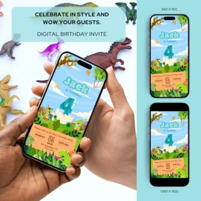 Digital Birthday Invite 4Yo Cute Dinosaur Theme v1.0