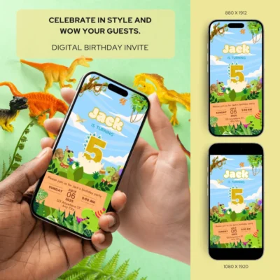 Digital Birthday Invite 5Yo Cute Dinosaur Theme v1.0