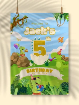 Birthday Welcome Sign 5Yo Cute Dinosaur Theme v1.0