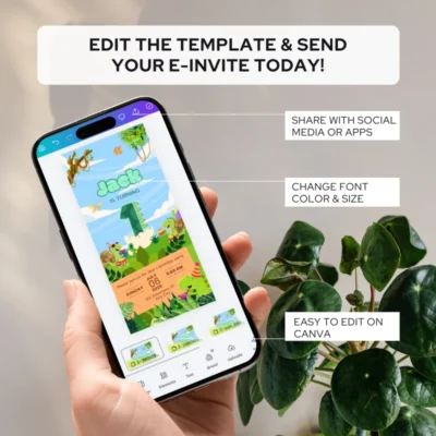 Digital Birthday Invite 1Yo Cute Dinosaur Theme v1.0