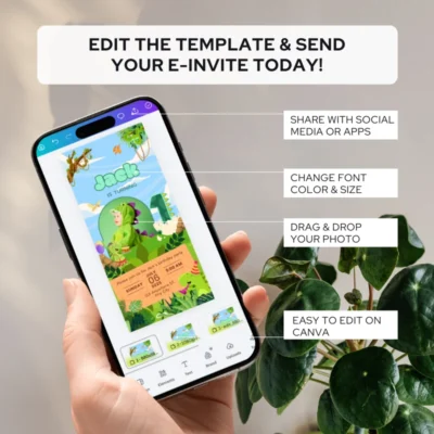Digital Birthday Invite 1Yo Cute Dinosaur Theme v1.1