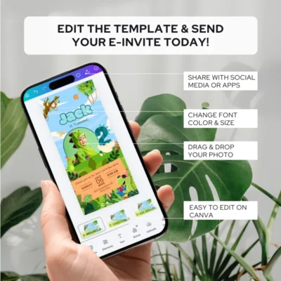 Digital Birthday Invite 2Yo Cute Dinosaur Theme v1.2