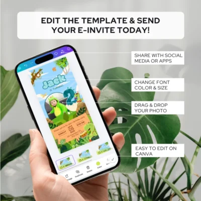 Digital Birthday Invite 2Yo Cute Dinosaur Theme v1.3