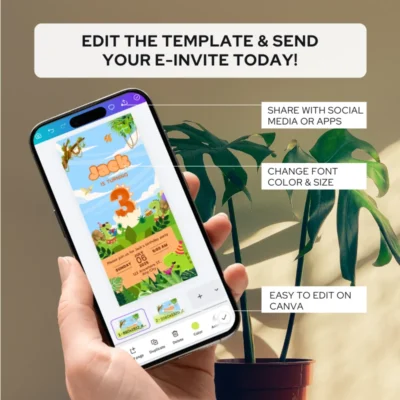 Digital Birthday Invite 3Yo Cute Dinosaur Theme v1.0