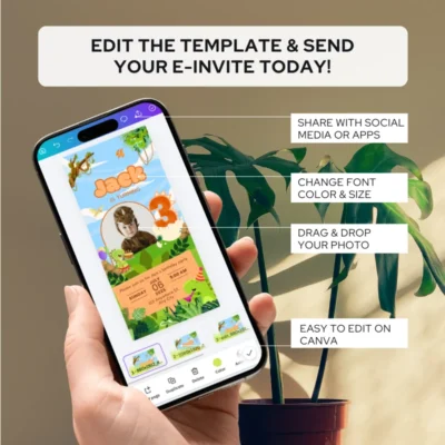 Digital Birthday Invite 3Yo Cute Dinosaur Theme v1.1