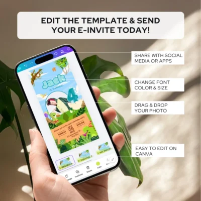 Digital Birthday Invite 4Yo Cute Dinosaur Theme v1.1