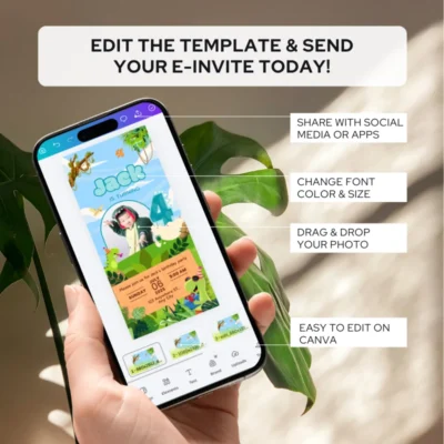 Digital Birthday Invite 4Yo Cute Dinosaur Theme v1.2