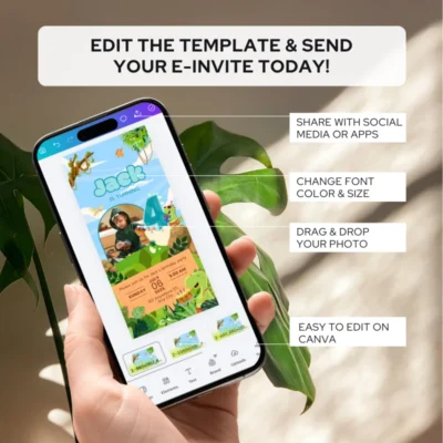 Digital Birthday Invite 4Yo Cute Dinosaur Theme v1.3