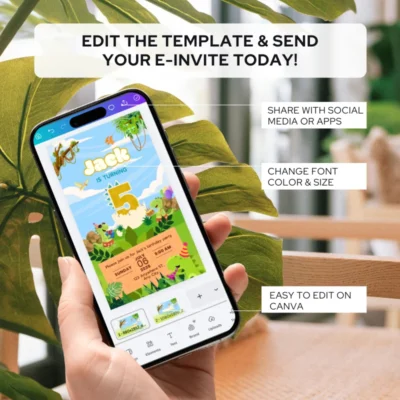 Digital Birthday Invite 5Yo Cute Dinosaur Theme v1.0