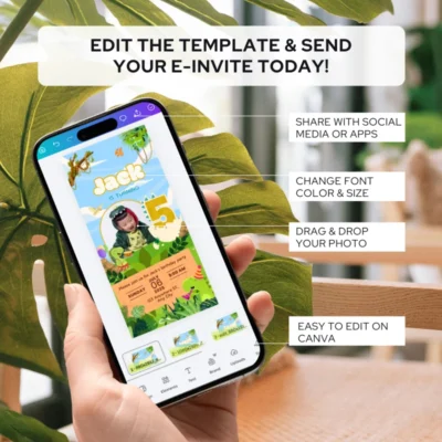 Digital Birthday Invite 5Yo Cute Dinosaur Theme v1.1
