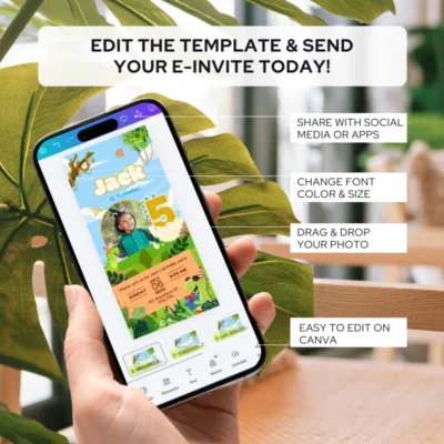 Digital Birthday Invite 5Yo Cute Dinosaur Theme v1.2
