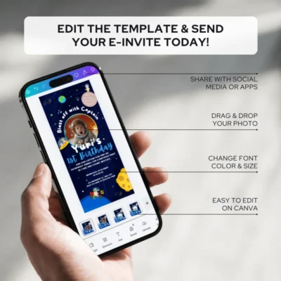Digital Birthday Invite Animal Astronaut Theme v1.0