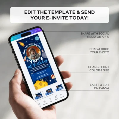 Digital Birthday Invite Animal Astronaut Theme v1.1