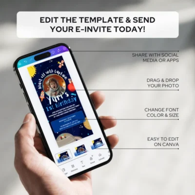 Digital Birthday Invite Animal Astronaut Theme v1.2