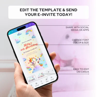 Digital Birthday Invite Unicorn Theme v1.0
