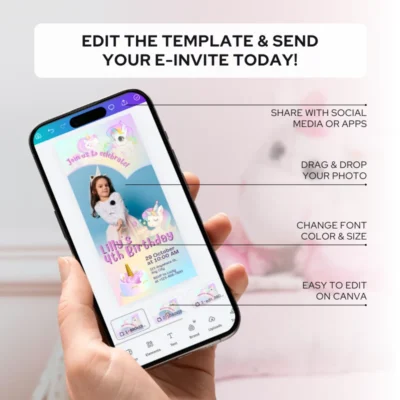 Digital Birthday Invite Unicorn Theme v4.0