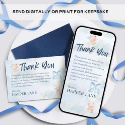 Shower Thank You Card Bear Theme v1.2