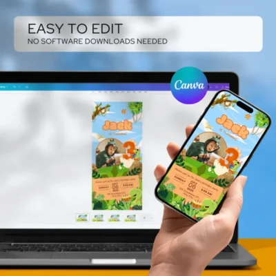 Digital Birthday Invite 3Yo Cute Dinosaur Theme v1.3