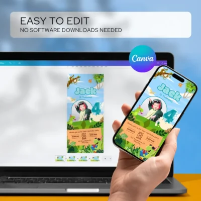 Digital Birthday Invite 4Yo Cute Dinosaur Theme v1.2