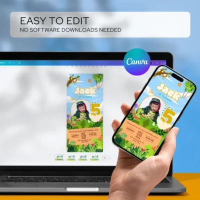 Digital Birthday Invite 5Yo Cute Dinosaur Theme v1.1