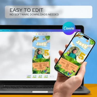 Digital Birthday Invite 5Yo Cute Dinosaur Theme v1.2