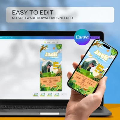 Digital Birthday Invite 5Yo Cute Dinosaur Theme v1.3