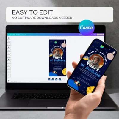 Digital Birthday Invite Animal Astronaut Theme v1.0