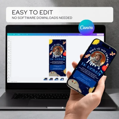 Digital Birthday Invite Animal Astronaut Theme v1.2