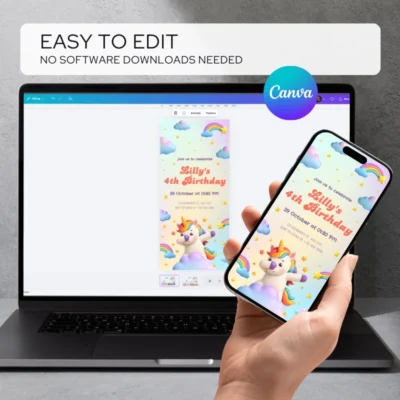 Digital Birthday Invite Unicorn Theme v1.0
