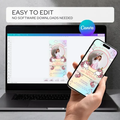 Digital Birthday Invite Unicorn Theme v2.0