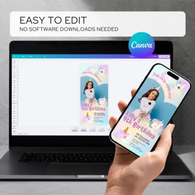 Digital Birthday Invite Unicorn Theme v4.0