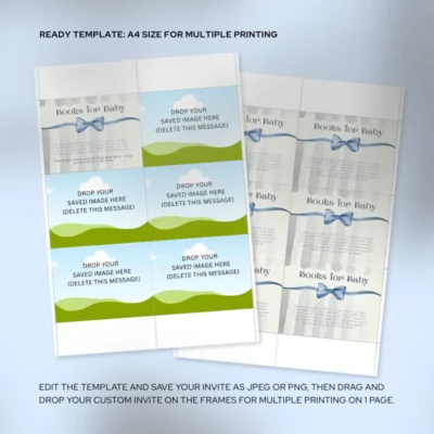 Baby Shower Books for Baby Card Blue Bow Theme v1.0