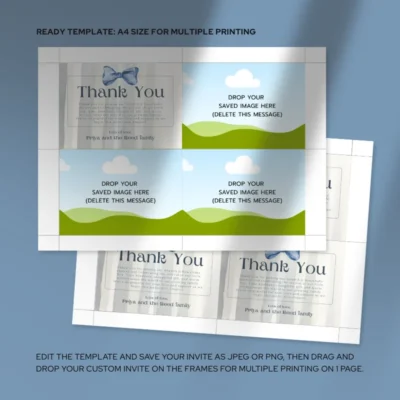Baby Shower Thank You Card Blue Bow Theme v1.0
