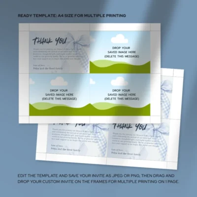 Baby Shower Thank You Card Blue Bow Theme v2.0