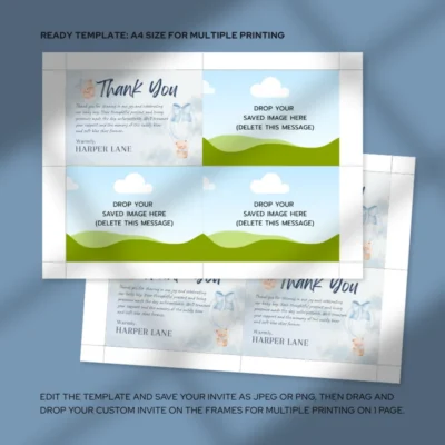 Baby Shower Thank You Card Bear Theme v1.2