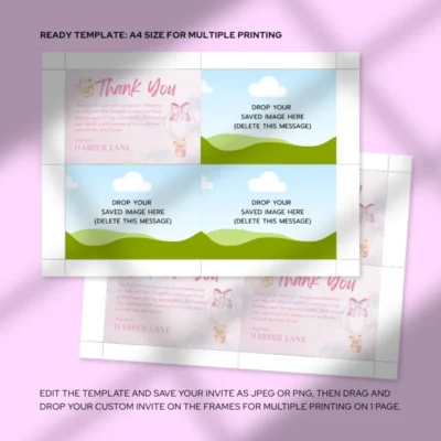 Baby Shower Thank You Card Bear Theme v1.3