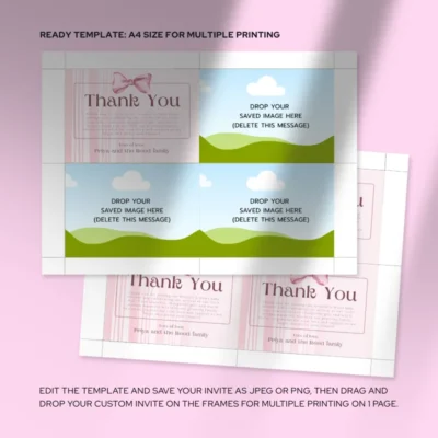 Baby Shower Thank You Card Pink Bow Theme v1.0