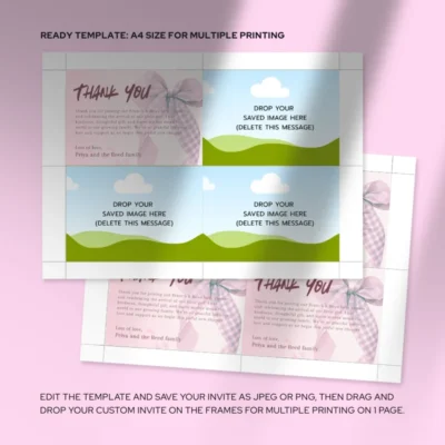Baby Shower Thank You Card Pink Bow Theme v2.0