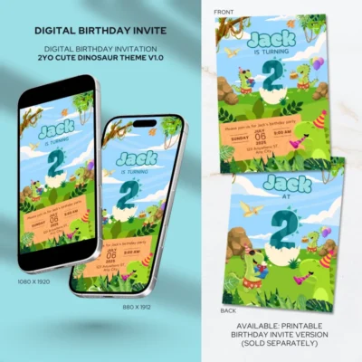 Digital Birthday Invite 2Yo Cute Dinosaur Theme v1.0