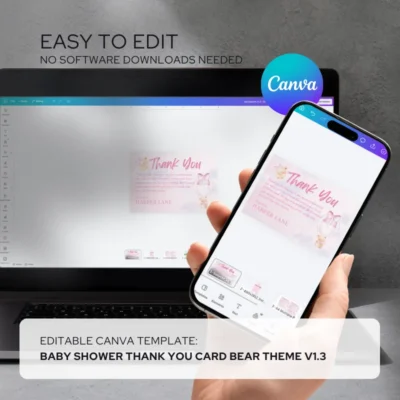 Baby Shower Thank You Card Bear Theme v1.3