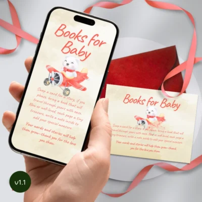 Baby Shower Books for Baby Card Bear Theme v1.1