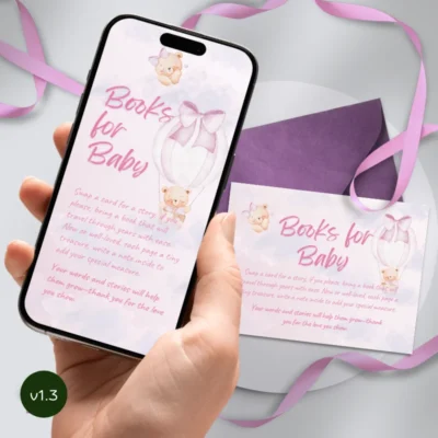 Baby Shower Books for Baby Card Bear Theme v1.3