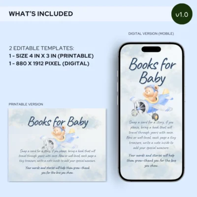 Baby Shower Books for Baby Card Bear Theme v1.0