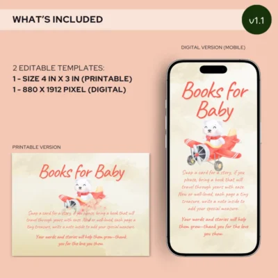 Baby Shower Books for Baby Card Bear Theme v1.1