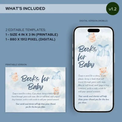 Baby Shower Books for Baby Card Bear Theme v1.2