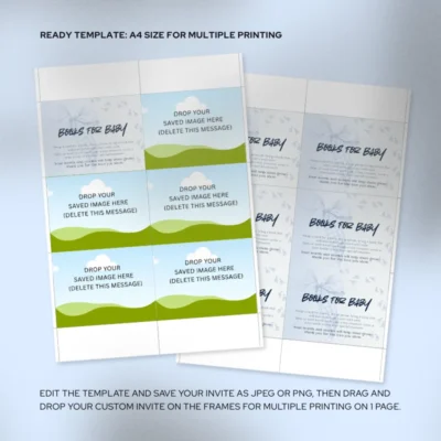 Baby Shower Books for Baby Card Blue Bow Theme v2.0