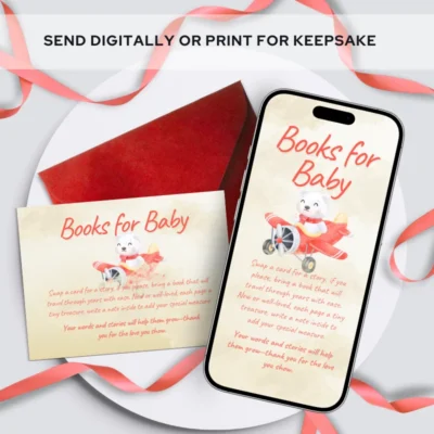 Baby Shower Books for Baby Card Bear Theme v1.1